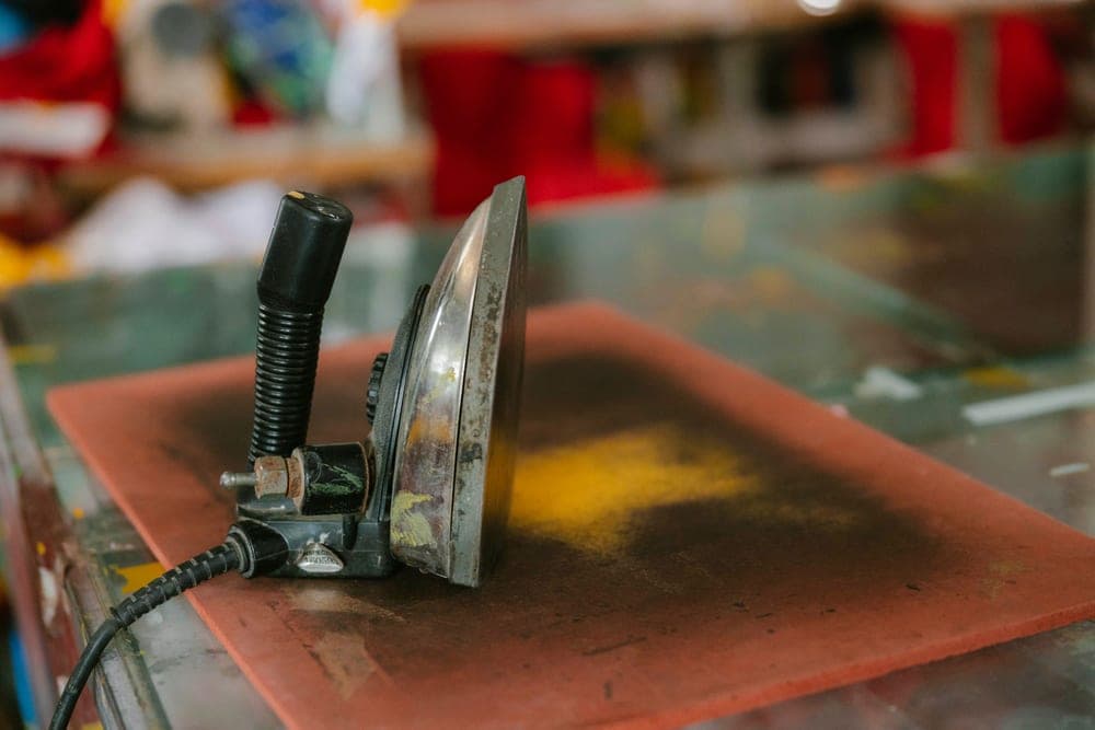 An unplugged appliance cord on a table