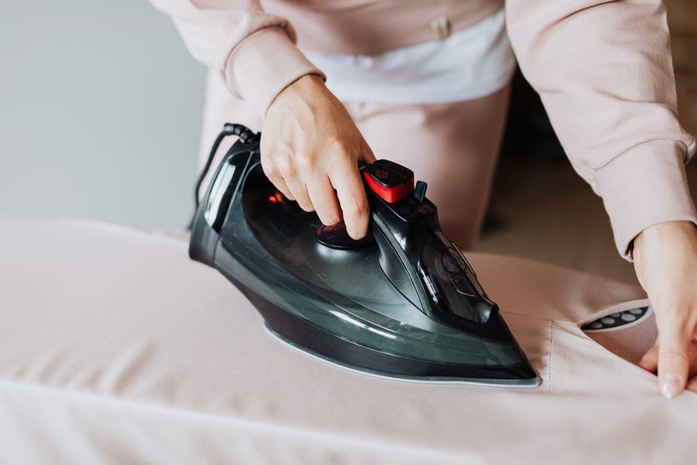 The soleplate of a steam iron in close-up