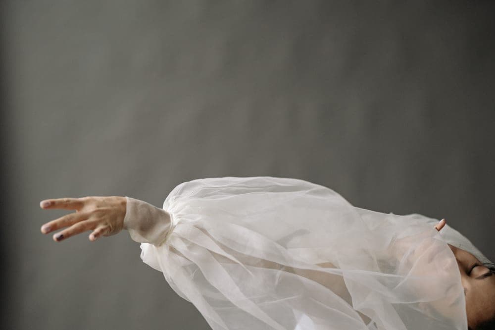 Sheer chiffon fabric flowing in soft light