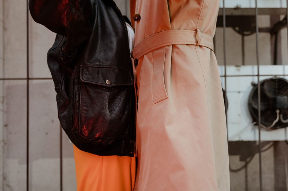 Close-up of a leather jacket surface
